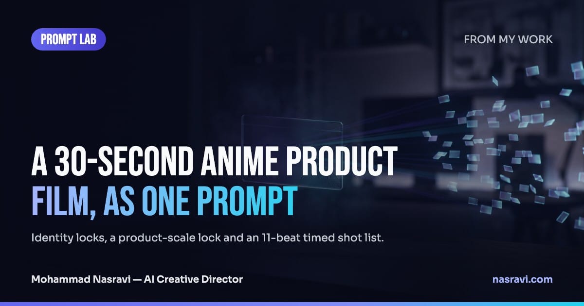 From my work: a 30-second anime product film, written as one prompt